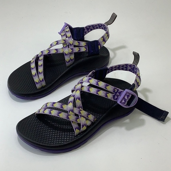 Chaco adjustable Adventure purple yellow hiking Sandals ZX2 size 2 EUC - Picture 3 of 15